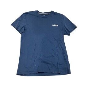 adidas T-Shirt Mens Size M Blue Crew Neck Short Sleeve Small Logo Tee
